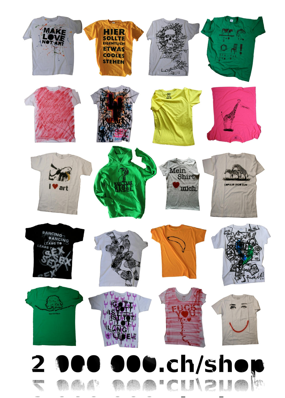 Flyer with many t-shirts and a hoodie by megaduo.